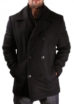 Kenneth Cole New York Wool Blend Peacoat Coat Jacket Black Size M