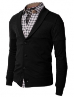 H2H Mens Basic Cardigan with Shawl Collar JNSK03 BLACK XL