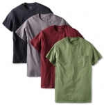 4pk Assorted colors Pocket T-Shirt - L or 4pk Black/Grey/Maroon/Green, Pocket T-Shirt - L