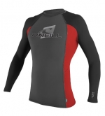 Basic Skins Long Sleeve Crew Surf Shirt, Black Red - Medium