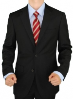 Presidential Blazer Two Button Mens Business Suit Jacket Only (42 Short, Black)