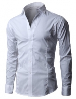 H2H Mens Wrinkle Free Slim Fit Dress Shirts with Solid Long Sleeve WHITE XL