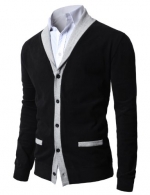 H2H Mens Shawl Collar Cardigan with Fake Pockets JNSK04 BLACK XL