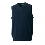 Russell Collection Mens V-Neck Sleevless Knitted Pullover Top / Jumper (XS) (French Navy)
