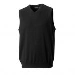 Russell Collection Mens V-Neck Sleevless Knitted Pullover Top / Jumper (XXS) (Black)