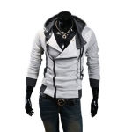 Men's Fashion Oblique Zipper Hoodie Casual Top Coat Slim Fit Jacket Medium,LightGray