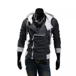 Men's Fashion Oblique Zipper Hoodie Casual Top Coat Slim Fit Jacket Medium,DarkGray
