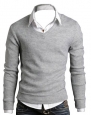 Keral New Men Sweater Jumper Tops Cardigan Premium Stylish Slim Fit V-neck Sweater Gray L