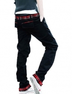Hot Mens Stylish Design Jeans Straight Slim Fit Trousers Casual Long Cargo Pants (US : L, black)