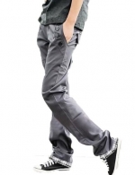 Hot Mens Stylish Design Jeans Straight Slim Fit Trousers Casual Long Cargo Pants (US : L, gray)