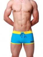 Zehui Swimming Trunks Fashion Boxer with Front Tie Men's Pants Swimwear DESMIIT Pattern Light Blue 31-33 inch