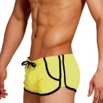Zehui Mens Swimming Trunks Shorts Slim Wear Swimsuit Yellow Waist 28-31
