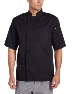 Dickies Men's Donatello Short Sleeve Classic Chef Coat, Black, X-Small
