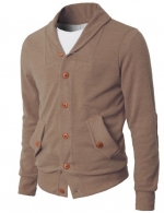 H2H Mans Shawl Collar Sweater Cardigan With Point Button BEIGE Asia L (KMOCAL08)