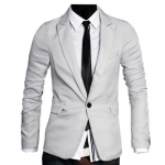 Zeagoo Men's V-Neck One Button Blazer Suit Medium Light Gray