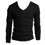 6 Color Men Knitwear Jumpers Casual Long Sleeve Pullovers Sweaters Without Shirt (L, Black)
