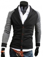 Men's Slim V-neck Knitted Cardigan Sweater Knitwear Jumper Coat Jacket (US Size: L(Tag size:XXL), black)