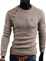 New Mens Premium Stylish Slim Fit Sweater Jumper Tops Cardigan 3Colors (US Size: M(Tag size:XL), beige)