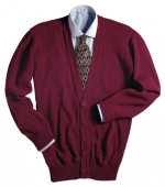 Ed Garments Men's Machine Washable V Neck Cardigan, BURGUNDY, X-Small