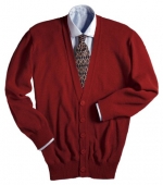 Ed Garments Men's Machine Washable V Neck Cardigan, RED, X-Small