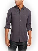 G by GUESS Men's Norton Long-Sleeve Shirt, CONCRETE GREY (XS)