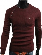 New Mens Premium Stylish Slim Fit Sweater Jumper Tops Cardigan 3Colors (US Size: M(Tag size:XL), wine red)