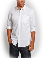 G by GUESS Men's Norton Long-Sleeve Shirt, TRUE WHITE (XS)