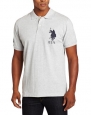 U.S. Polo Assn. Men's Solid Polo With Big Pony, Light Grey/Black, Small