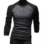 Mens Slim Fit Contrast Color Sweatshirt Crewneck Pullover Casual Sports T-shirt Medium,Dark Gray