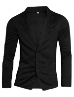 Mens Fashion Simple Design Two Pockets Front Two Buttons Long Sleeve Blazer Gray M (S(US 36), Black)