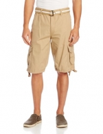 Southpole Men's Belted Ripstop Basic Cargo Short with Washing and 13.5 Inch Length All Season, Deep Khaki, 29