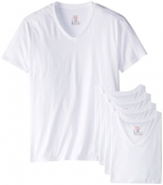 Hanes Men's Best 6-Pack V-Neck T-Shirt, White, Medium