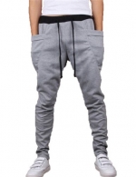 Mens Boys Casual Sports Dance Harem Sweat Pants Baggy Jogging Trousers (US Size :L(Tag size:XXL), light gray)