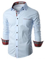 Doublju Wrinkle Free Quality Dress Shirt with Long Sleeve SKYBLUE (US-XS)