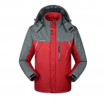 iLoveSIA Men's Waterproof Mountain Jacket Fleece Windproof Outdoor Coat Red US Size S