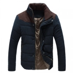 Zeagoo Men's Thermal Wadded Jacket Cotton-padded Thicken Coat Outerwear Dark Blue L
