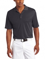IZOD Men's Basic Short Sleeve Solid Grid Golf Polo, Black, X-Small