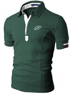 Doublju Mens Polo T-shirts with Short Sleeve GREEN (US-XS)