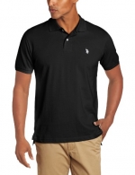 U.S. Polo Assn. Men's Solid Polo With Small Pony, Black/White, Medium