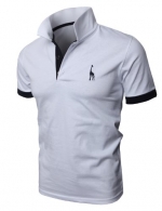 H2H Mens Fine Cotton Giraffe Polo Shirts of Various Colors WHITE US XS/Asia M (JDSK36)