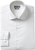 Kenneth Cole Reaction Men's Slim Fit Chambray Dress Shirt, White, 14.5 32-33