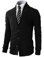 H2H Mens Basic Cardigan with Shawl Collar BLACK US L/Asia 2XL (JNSK03)