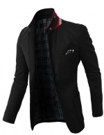 H2H Mens Fashion Slim Fit Blazer Jacket With Snap Collar BLACK US Large/Asia 2XL (KMOBL01)