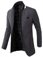 H2H Mens Fashion Slim Fit Blazer Jacket With Snap Collar GRAY US Large/Asia 2XL (KMOBL01)