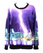 Pandolah Men's Neon Galaxy Cosmic Colorful Patterns Print Sweatshirt Sweaters (Free Size, 1002-16)