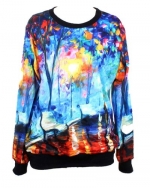 Pandolah Men's Neon Galaxy Cosmic Colorful Patterns Print Sweatshirt Sweaters (Free Size, 1004-16)