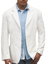 Linen and Cotton Blend Blazer S White