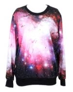 Pandolah Men's Neon Galaxy Cosmic Colorful Patterns Print Sweatshirt Sweaters (Free Size, 1005-16)