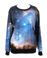 Pandolah Men's Neon Galaxy Cosmic Colorful Patterns Print Sweatshirt Sweaters (Free Size, 1006-16)