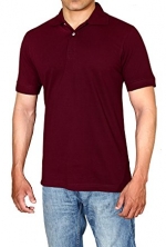 Utopia Wear Men's Cotton Blend Solid Polo Shirt (Small, Burgundy)